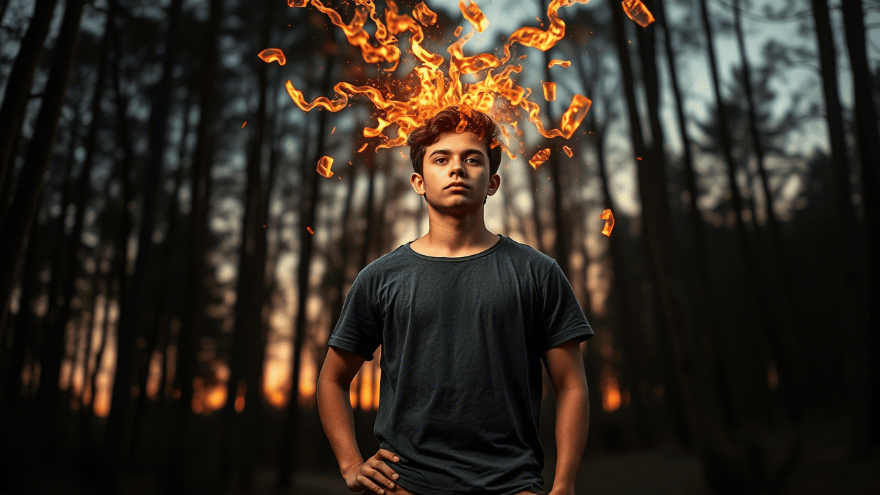 Persona enfrentando sus pensamientos con valentía