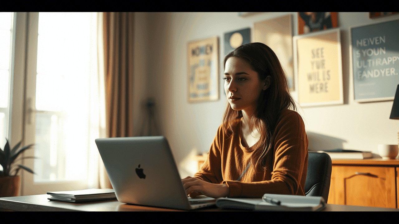 Mujer reflexiva en consulta psicológica