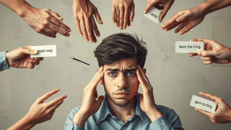 Persona sintiéndose culpable tras decir que no